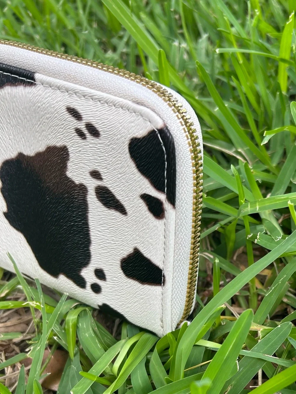 Faux Leather Cow Print Wristlet - Picture 3 of 8